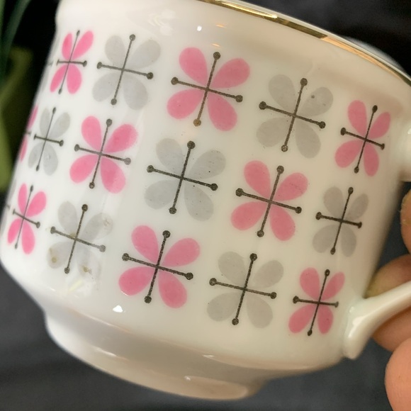 Set of 4 Rossini Ceramic gray, pink, black and white Tea cups - Picture 6 of 12